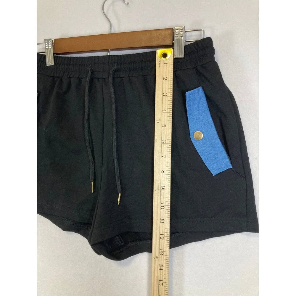Kaylee‎ Kollection Shorts Women Medium Black Blue Contrast Utility Pocket Jersey